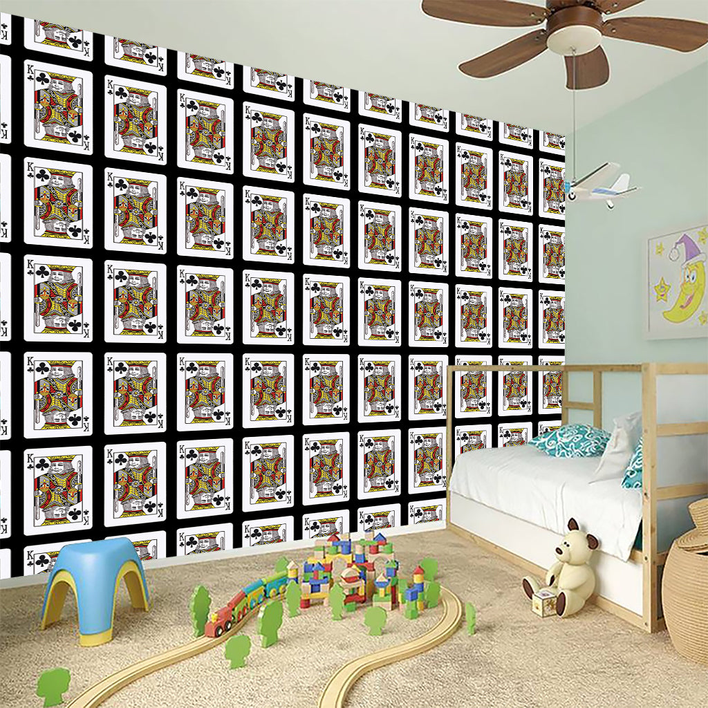 King Of Clubs Playing Card Pattern Print Wall Sticker