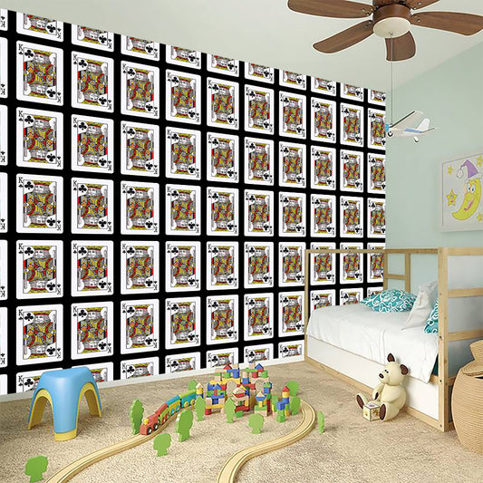 King Of Clubs Playing Card Pattern Print Wall Sticker
