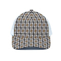 King Of Clubs Playing Card Pattern Print White Mesh Trucker Hat