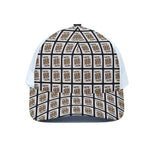 King Of Clubs Playing Card Pattern Print White Mesh Trucker Cap