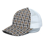 King Of Clubs Playing Card Pattern Print White Mesh Trucker Cap