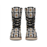 King Of Clubs Playing Card Pattern Print Winter Boots
