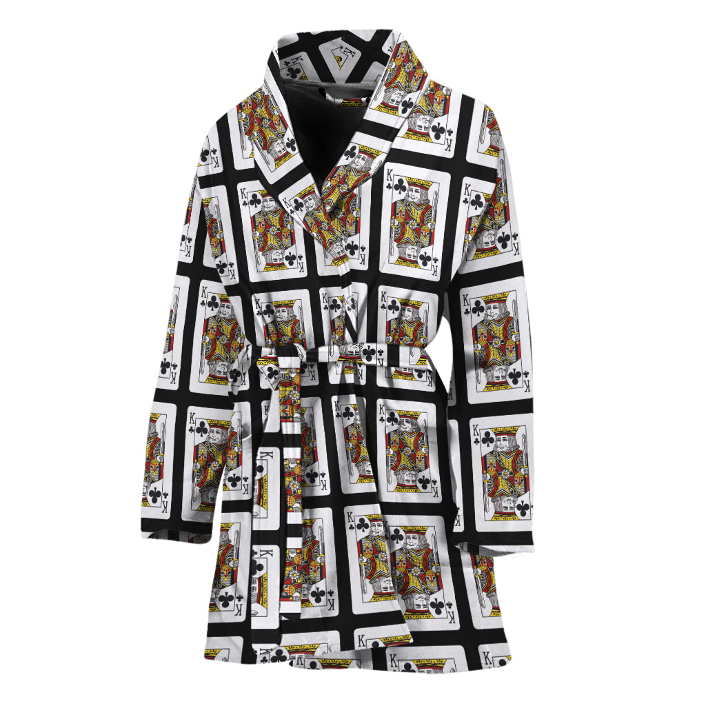 King Of Clubs Playing Card Pattern Print Women's Bathrobe