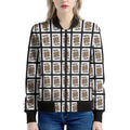 King Of Clubs Playing Card Pattern Print Women's Bomber Jacket