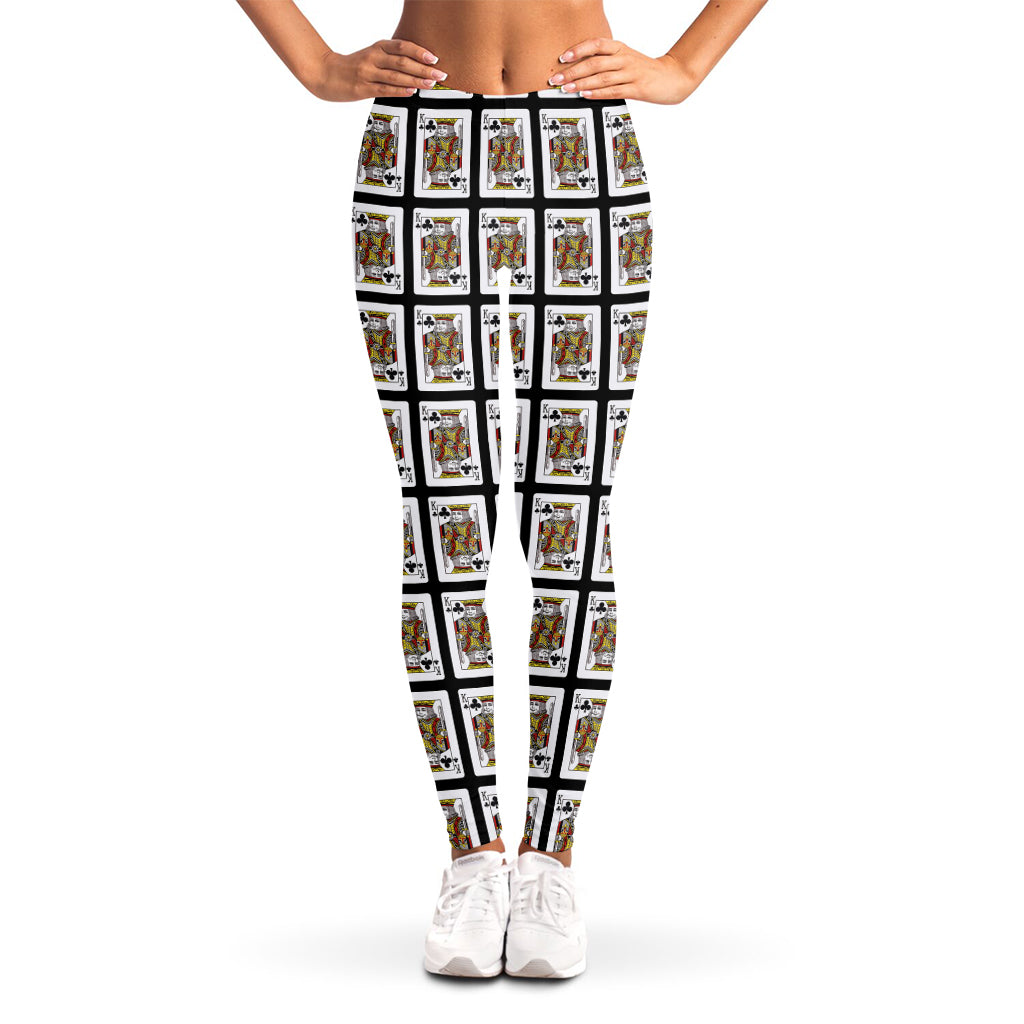 King Of Clubs Playing Card Pattern Print Women's Leggings