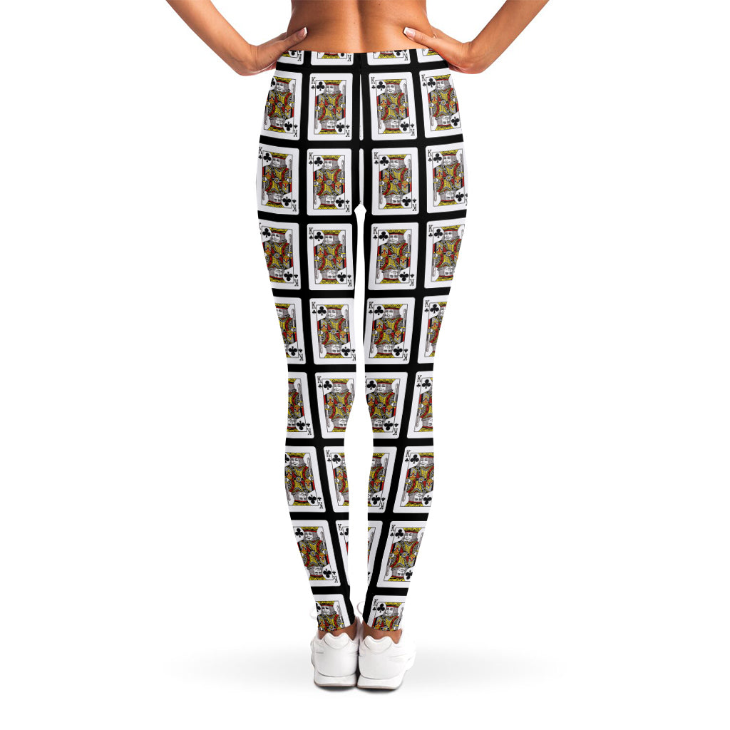 King Of Clubs Playing Card Pattern Print Women's Leggings