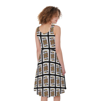 King Of Clubs Playing Card Pattern Print Women's Sleeveless Dress