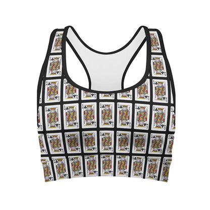 King Of Clubs Playing Card Pattern Print Women's Sports Bra