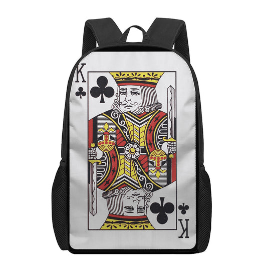 King Of Clubs Playing Card Print 17 Inch Backpack