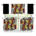 King Of Clubs Playing Card Print 3 Piece Kitchen Curtains