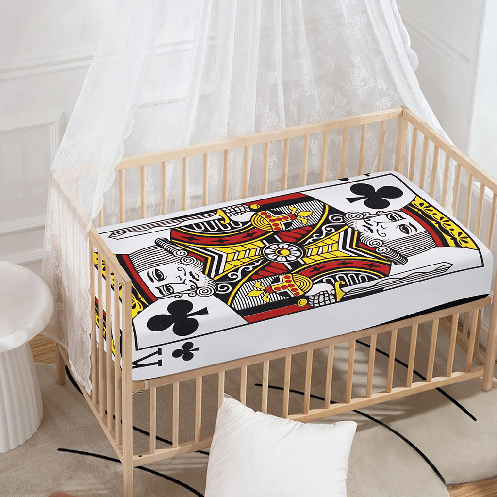 King Of Clubs Playing Card Print Baby Crib Sheet