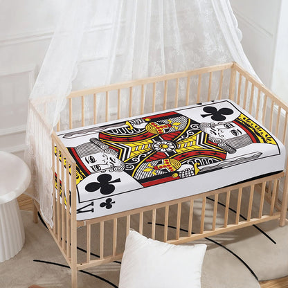 King Of Clubs Playing Card Print Baby Crib Sheet