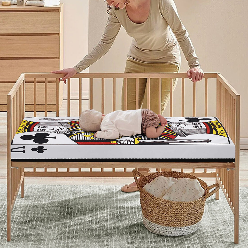 King Of Clubs Playing Card Print Baby Crib Sheet
