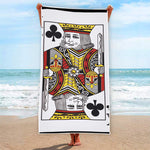 King Of Clubs Playing Card Print Beach Towel