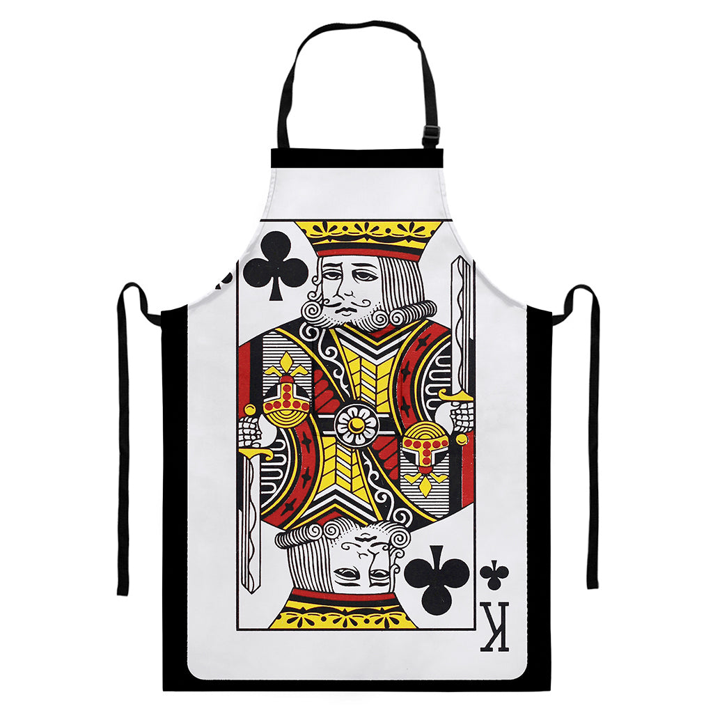 King Of Clubs Playing Card Print Bib Apron With Pocket