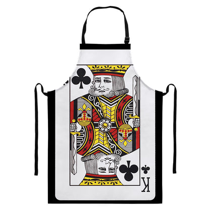 King Of Clubs Playing Card Print Bib Apron With Pocket