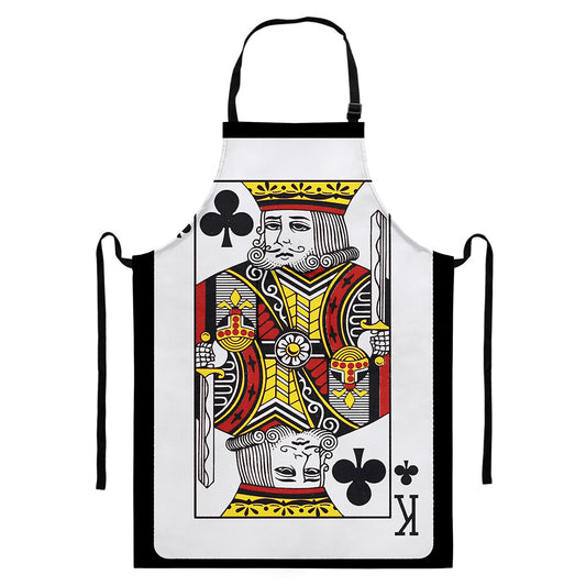 King Of Clubs Playing Card Print Bib Apron With Pocket
