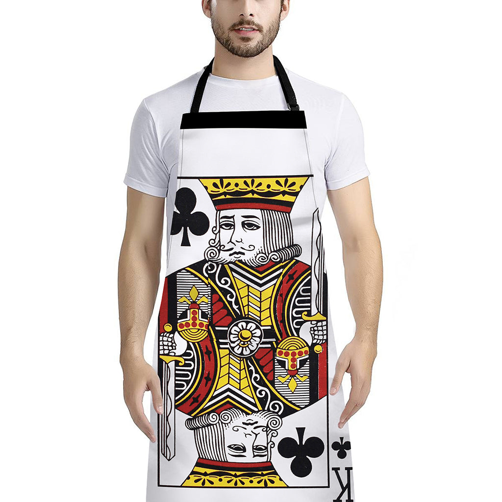 King Of Clubs Playing Card Print Bib Apron With Pocket