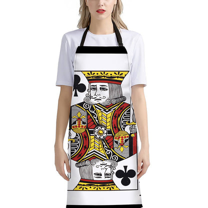 King Of Clubs Playing Card Print Bib Apron With Pocket