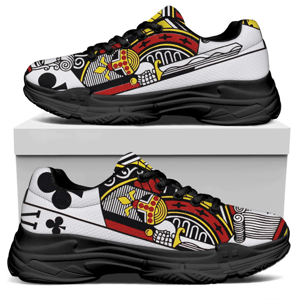 King Of Clubs Playing Card Print Black Chunky Shoes