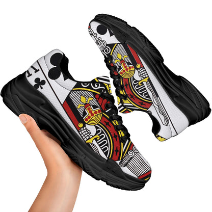 King Of Clubs Playing Card Print Black Chunky Shoes