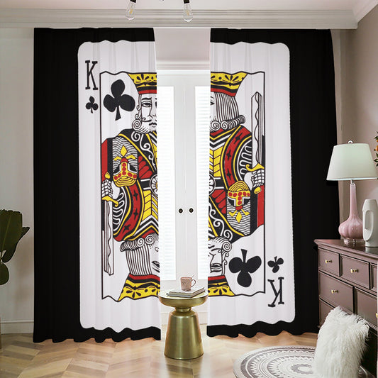 King Of Clubs Playing Card Print Blackout Pencil Pleat Curtains