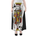 King Of Clubs Playing Card Print Chiffon Maxi Skirt