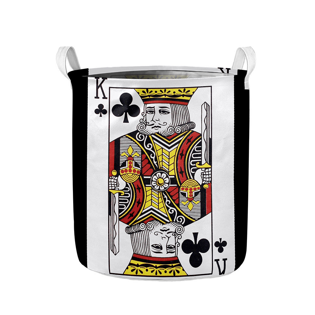 King Of Clubs Playing Card Print Collapsible Laundry Basket