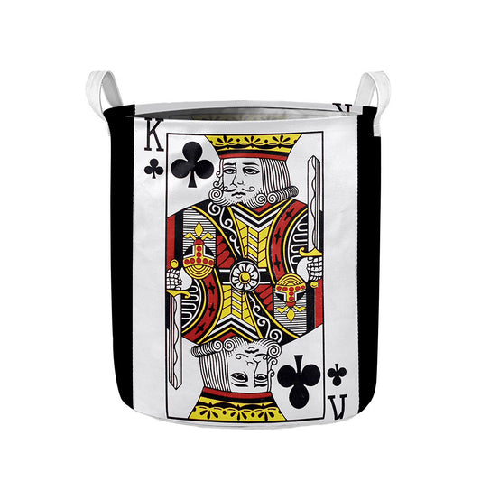 King Of Clubs Playing Card Print Collapsible Laundry Basket