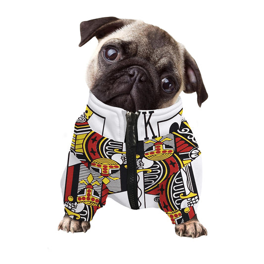 King Of Clubs Playing Card Print Dog Zip Up Jacket