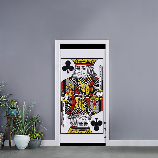 King Of Clubs Playing Card Print Door Sticker