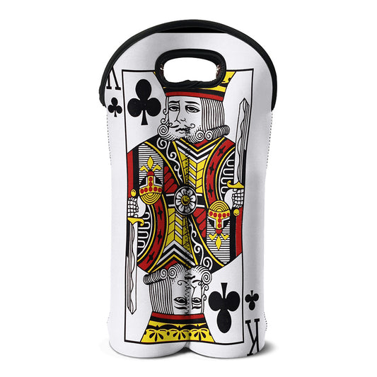 King Of Clubs Playing Card Print Double Neoprene Wine Tote