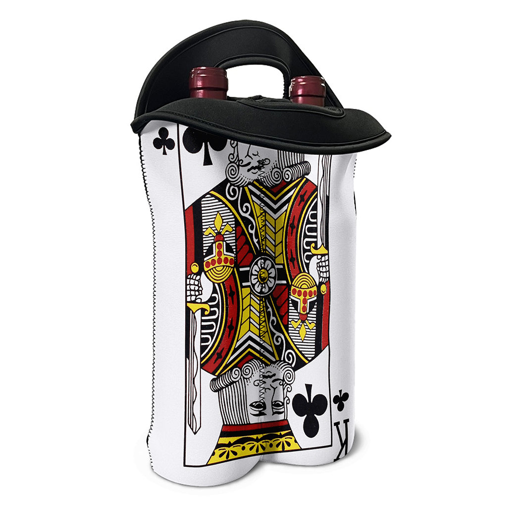 King Of Clubs Playing Card Print Double Neoprene Wine Tote
