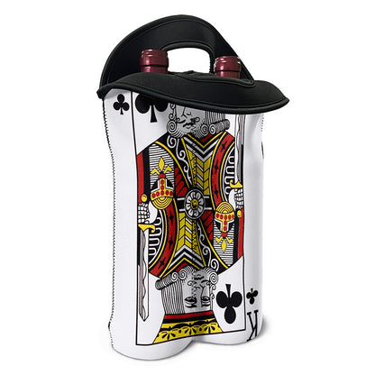 King Of Clubs Playing Card Print Double Neoprene Wine Tote