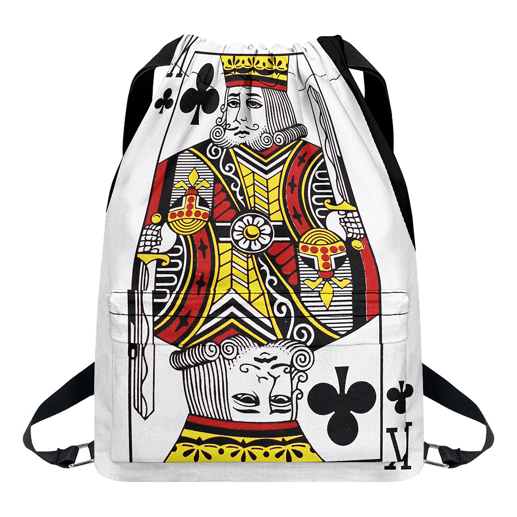 King Of Clubs Playing Card Print Drawstring Backpack