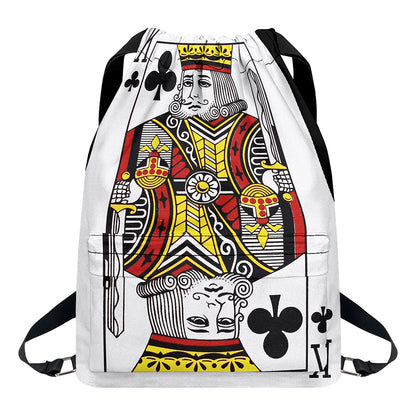 King Of Clubs Playing Card Print Drawstring Backpack