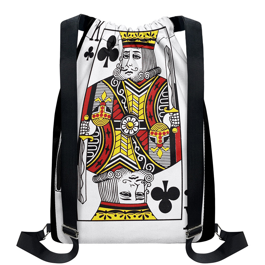 King Of Clubs Playing Card Print Drawstring Backpack