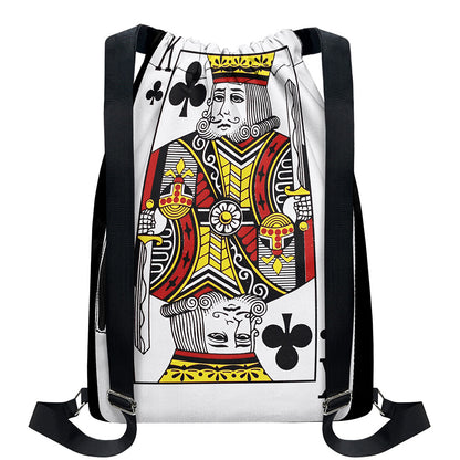 King Of Clubs Playing Card Print Drawstring Backpack