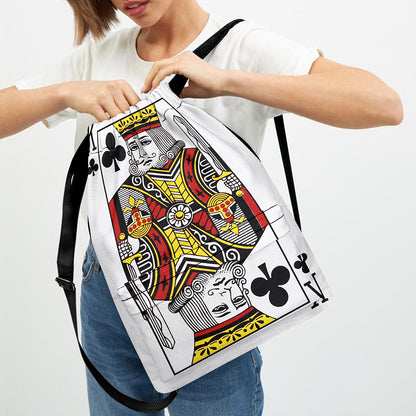 King Of Clubs Playing Card Print Drawstring Backpack