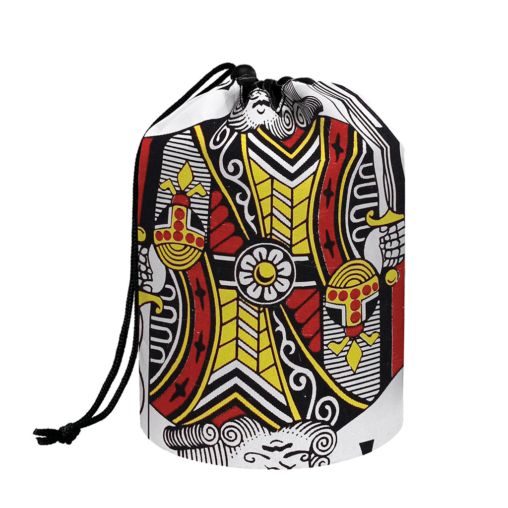 King Of Clubs Playing Card Print Drawstring Makeup Bag
