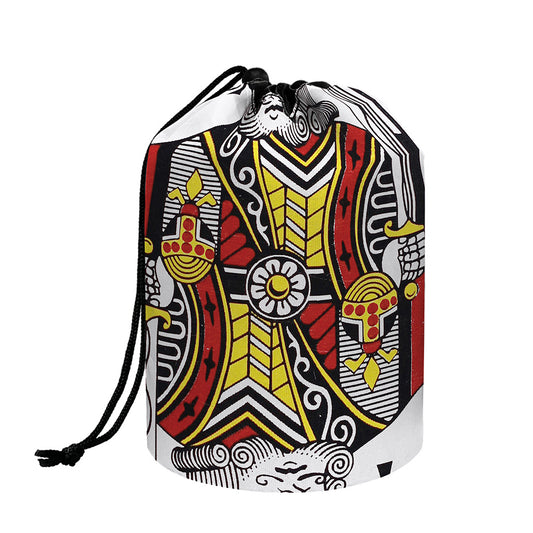 King Of Clubs Playing Card Print Drawstring Makeup Bag