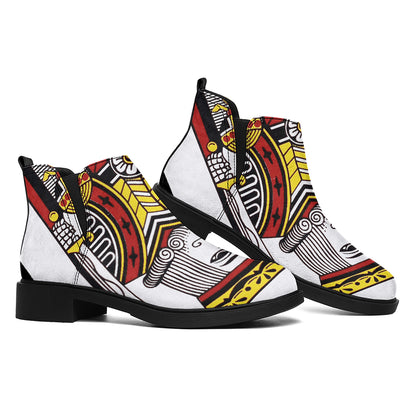 King Of Clubs Playing Card Print Flat Ankle Boots