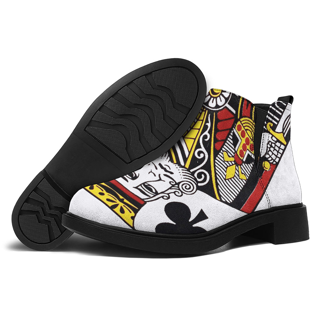 King Of Clubs Playing Card Print Flat Ankle Boots