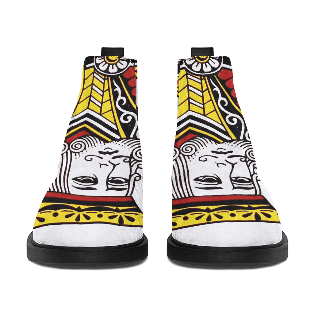 King Of Clubs Playing Card Print Flat Ankle Boots