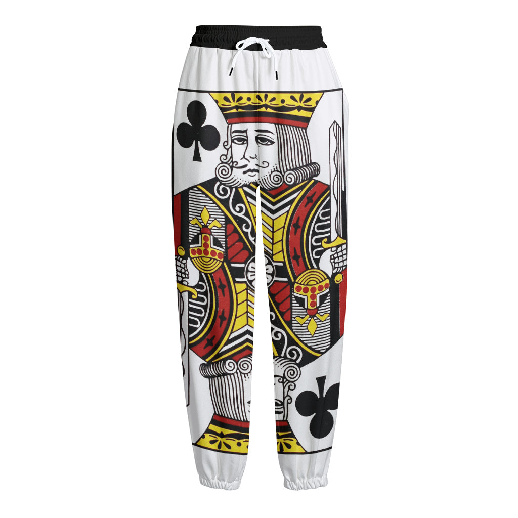 King Of Clubs Playing Card Print Fleece Lined Knit Pants