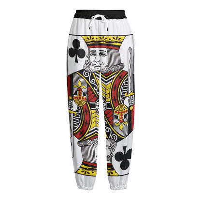 King Of Clubs Playing Card Print Fleece Lined Knit Pants