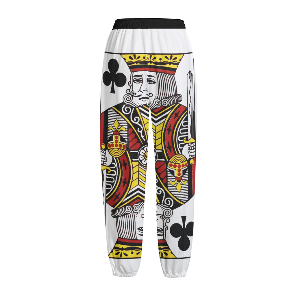 King Of Clubs Playing Card Print Fleece Lined Knit Pants