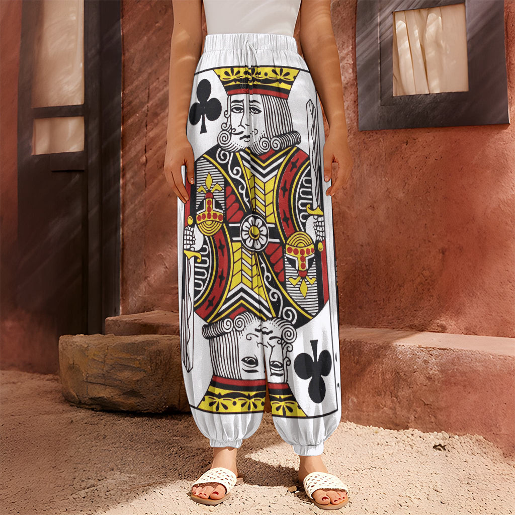 King Of Clubs Playing Card Print Harem Pants