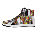 King Of Clubs Playing Card Print High Top Leather Sneakers