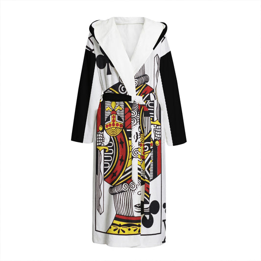 King Of Clubs Playing Card Print Hooded Bathrobe
